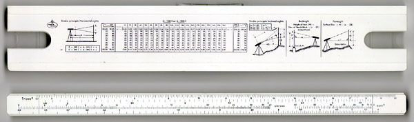 Back of the Faber-Castell 111/38 Stadia 360° slide rule.