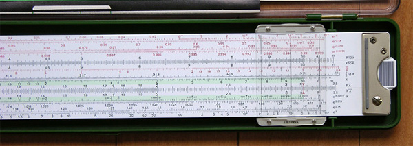 Back right side of the Faber-Castell 2/83N slide rule.