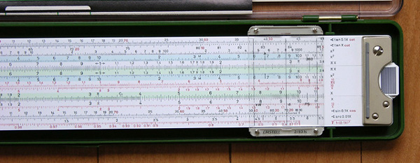 Front right side of the Faber-Castell 2/83N slide rule.