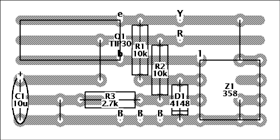 Power supply Veroboard component layout diagram.