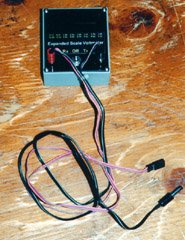 The completed ESV, with test lead plugged in. My test lead has two cables, one for testing receiver packs, and one for transmitter packs.