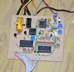 The completed BattMan II prototype circuit board (the fan is not yet connected).