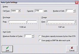 The Auto Cycle Settings dialog.