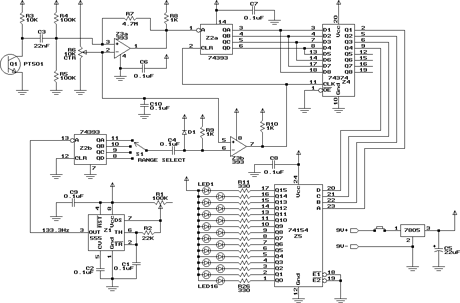 Optical tachometer schematic.