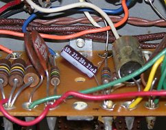 Replacement C64 capacitor, near the power transformer end of the amplifier.