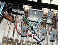 Wiring to the switches and power indicator LED.