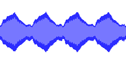 Full vibrato with new capacitors. The amplitude fluctuations aren't as extreme any more, but the little sub-cycle is still visible. Also notice how sharp the envelope peaks are. Click image to play.