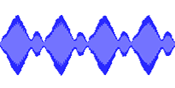 Original full vibrato. Notice the periods of almost zero amplitude, which result in very audible thumping. I'm not sure why each cycle contains both a large and small sub-cycle. Click image to play.