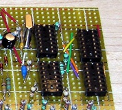 Close up of the crystal and variable oscillator circuitry on one of my boards.