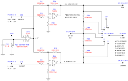 This circuit takes the output of the two 566-based chorus LFOs, and shifts them to swing between 0V and 8V. Also shown here is the wave folder modulation selector.