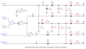 The circuit for one additional note. The inputs are taken from the PAiA schematic above, and the keying and envelope shaping circuitry is the same as above.