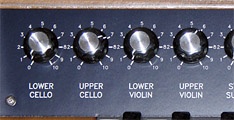 Separate lower and upper cello and violin level controls.