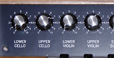 Separate lower and upper cello and violin level controls.