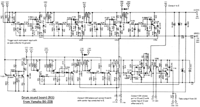 Yamaha "RS" percussion sound board schematic (with notes).