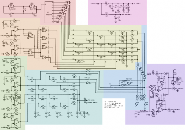 Original PAiA Chord EGG schematic, divided into subsections.