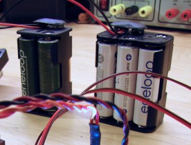 The 12V battery is split into 4 and 6 cell packs for more flexibility in placement.