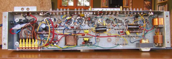 Bottom view of the completed rebuilt AO-29 amplifier.