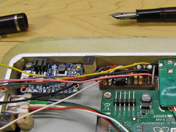 The shutdown controller and battery monitor after installation.