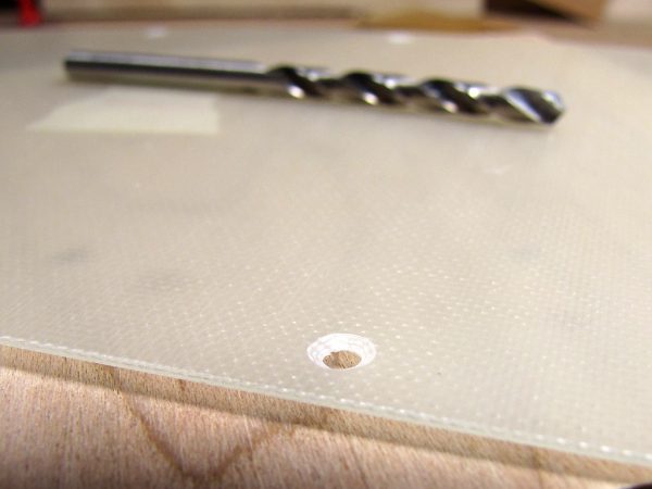 Each screw hole was carefully countersunk by hand using a 4.2mm drill bit.