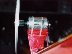 Another Speed 400 motor held by nylon cable ties, this time on the motor pylon of my 75% scale scratch-built Ace <i>PuddleMaster</i>. You can't get better cooling than this!