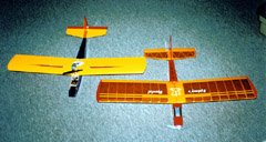 These two Speed 400 powered models could be flown in a schoolyard, soccer field, or park. The <I>GravelMaster</I>, on the left, is a bit fast, but quite maneuverable. The <I>Sydney's Special</I> is a bit lighter and larger, making for a slower flying model.