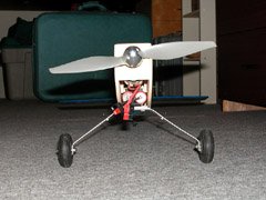 Front view of my reworked <I>Fred's Special</I>. Cooling air enters the lower cowling, flows over the motor, over the battery, and through the fuselage.