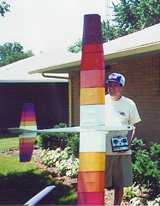 Ted Youngen's <i>Riser 100</i>, power by a Speed 500 motor, 2.8:1 inline gearbox, 12x10 propeller, and seven 1300mAh cells.