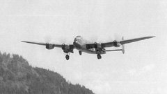 A great example of what can be achieved using inexpensive power systems. Ivan Pettigrew's Lancaster bomber spans 103 inches, with 1300 sq.in of wing area, and weighs 13 lb. Power is four Master Airscrew 05 ferrite motors with 3:1 gearboxes, 13x8 3-blade propellers, and 24 cells.