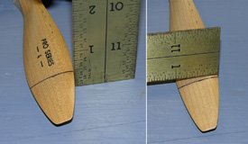 Measuring the pitch of a propeller is easily done on a flat surface with an accurate ruler.