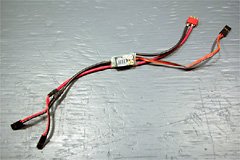 The completed speed control. All power wiring between the battery connector and the split point in the Y-harness has been replaced with 16 gauge. The Y-harness is soldered directly to the speed control, and the battery connector has been replaced with a 4-pin Dean's plug.