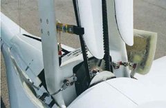 Close-up of the base of the propeller pylon. The cogged drive belt is clearly visible, as are the tips of the folded propeller blades. Photo courtesy of Alisport.