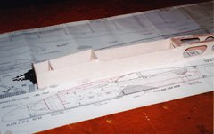 Assembled fuselage front, with gearbox press-fitted in place, next to the marked up Sig plan.