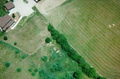 This is our house and garage, from almost directly overhead from about 500ft. You can see our stroll garden to the right of the house, and our vegetable garden below the sidewalk.