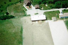 Another view of all the buildings, again from about 500ft. You can see the horses just below the bottom left corner of the barn.