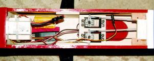 Left to right: ESC, Rx and battery, and servos