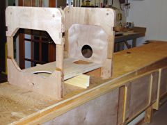 Test fitting the main bulkheads, seat, and support. Fuselage sides in storage below.