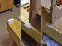 Using a laser to check longitudinal alignment.
