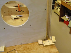 Positioning block and guide at the front to help with alignment during glue-up.