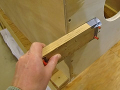 A sanding block with one end taped up was used to finish the job.