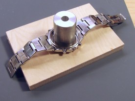 Ready to push out the crystal on the drill press.