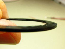 After removing this ridge by shaving it off, the dial spacing was correct for the modified dial.