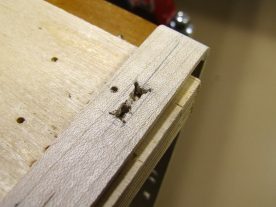 Part way through making a rectangular hole.